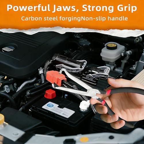 7PCS Electrical Disconnect Pliers Set with Leather Storage Case, Automotive Connector Removal Tool Kit for Push Tab Style Plugs, Fuel Injectors, Sensors & Relays, Car Repair Tools for Mechanics