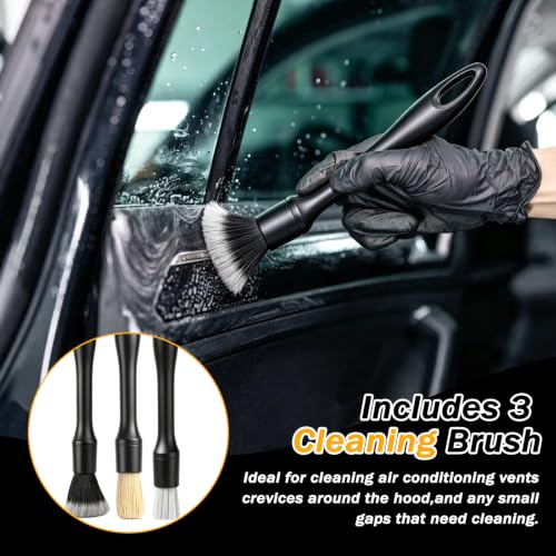 Car Detailing Air Cleaning Gun - Dry Blower Gun Works with Air Compressor | High Pressure Air Blaster with 2 Nozzles 3 Brushes 3 Connectors, Ergonomic Duster Tool for Car Interior Detailing Cleaning