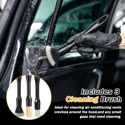 Car Detailing Air Cleaning Gun - Dry Blower Gun Works with Air Compressor | High Pressure Air Blaster with 2 Nozzles 3 Brushes 3 Connectors, Ergonomic Duster Tool for Car Interior Detailing Cleaning
