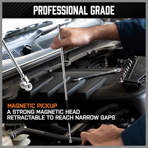 HORUSDY 4-PIECE Telescoping Magnetic Pickup Tools Set - Extendable Magnetic Pick Up Tools，Flexible Bendable Spring Magnet Stick - style: 4-PIECE Magnetic Pickup Tools Set