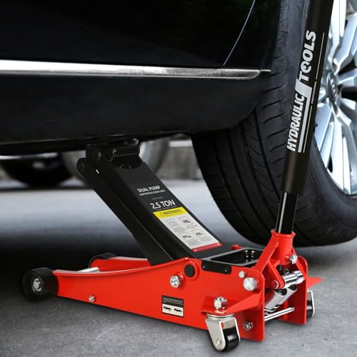 Floor Jack 2.5 Ton, Low Profile Floor Jack, Heavy Duty Steel Racing Jacks with Single Piston Quick Lift Pump, Hydraulic Car Jacks Lifting Range 3.3"-18.5" (2.5 Ton) - size: 2.5 Ton