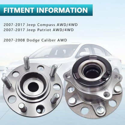 512333 Rear Wheel Bearing Hub Assembly for Jeep Compass, Patriot 2007-2017, Dodge Caliber 2007-2008 (2PCS) - size: 512333