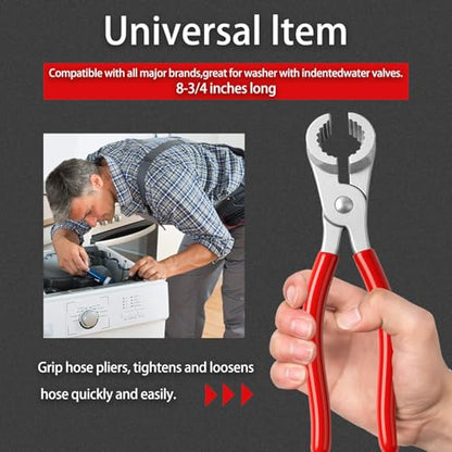 Washer Hose Pliers THP-1 – Zinc Alloy Hose Clamp Tool for Washing Machine Inlet/Outlet Hoses – Red Handle Replacement for 20001120 - color: Red