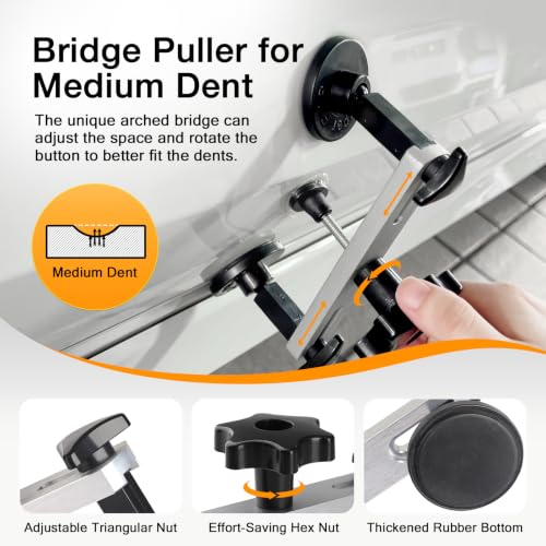 Paintless Dent Removal Kit for Cars - Dent Puller Kit with Premium Dent Lifter, Strong Adhesion Glue Sticks & Puller Tabs, Removable T-bar Puller, PDR Kit for & Auto Body Dent Repair - color: Blue