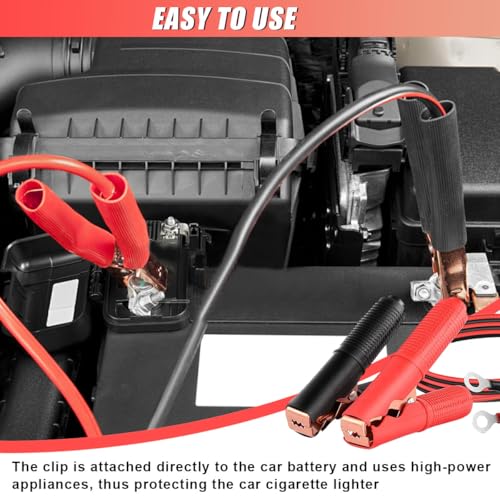 ZIMISI 2PCS Alligator Clips Booster Jumper Cable, 13 AWG 3.3FT Car Battery Jumper Cables with 6 mm Copper Terminal, 12V/24V Car Battery Charger Clips for Audio, Converter, Air Compressor