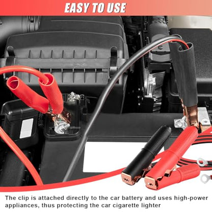 ZIMISI 2PCS Alligator Clips Booster Jumper Cable, 13 AWG 3.3FT Car Battery Jumper Cables with 6 mm Copper Terminal, 12V/24V Car Battery Charger Clips for Audio, Converter, Air Compressor