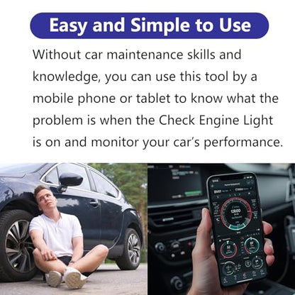WiFi ELM327 OBD2 Adapter WiFi ELM 327 OBD2 Scanner for Android iOS iPhone OBDii Car Scanner Code Reader Connector Dongle OBD ELM327 OBD2 Scanner Diagnostic Tool Interface for Torque