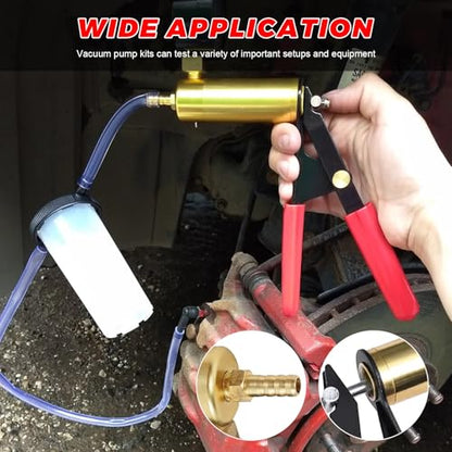 Hand Held Vacuum Pump Brake Bleeder Kit, Automotive Brake and Clutch Bleeding System with Gauge Adapters, One-Man Oil Change Vacuum Pump Test for Car Motorcycle Truck