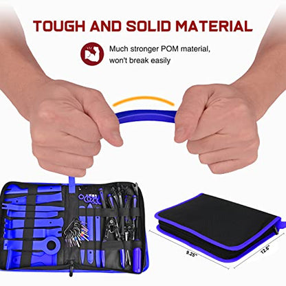 Nilight 238Pcs Trim Removal Tool, Auto Push Pin Bumper Retainer Clip Set Fastener Terminal Remover Tool Adhesive Cable Clips Kit Car Panel Radio Removal Auto Clip Pliers - color: 238 Clips+ Remover Tools Blue