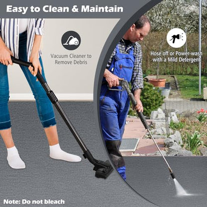 Tangkula 17' x 7.4' Garage Floor Mat, Absorbent Oil Spill Parking Mat for Under Car, Reusable & Washable Garage Flooring Rug, Protects Garage & Shop Floor, Non Slip & Waterproof Backing, Includes Tape