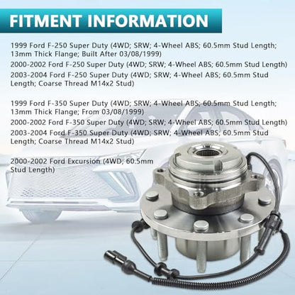 515020 Front Wheel Bearing Hub Assembly for Ford F-250 F-350 Super Duty 1999 2000 2001 2002 2003 2004, Ford F-250 Super Duty 1999-2004 4WD (2PCS) - size: 515020