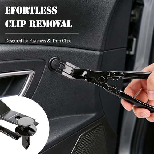 3 Pcs Auto Clip Pliers Set & Fastener Remover – Car Trim Rivet Removal Pry Tool Repair Kit with Storage Bag, for Automotive Door Panel, Upholstery, Dashboard, Plastic Fasteners (Black) - color: Black