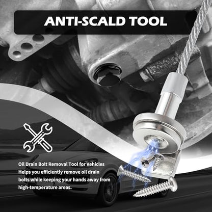 Magnetic Oil Drain Plug Removal Tool,14.45" Flexible Car Oil Plug Removal Tool with Anti-Slip Handle as Oils Change Tools,Anti Scald Magnetic Drain Plugs Removals Tools