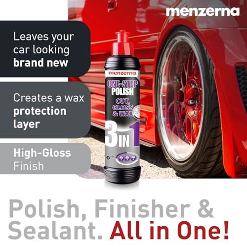menzerna All-in-One polishing Kit I Car polishing Set with Menzerna One-Step Polish 3in1 (8oz) and 3.5 Inch Polishing Pad I Moderate Scratch Remover, high Gloss and Wax Kit for All Types of Vehicles - style: 8oz. + Pad