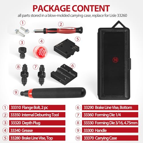 Low Profile Brake Flaring Tool Kit - Single/Double Flaring Tool for 3/16”, 1/4”, 4.75mm Tubing, Replace for 33260