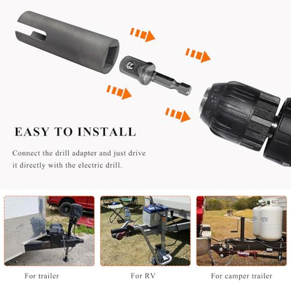 KVAEY Scissor Jack Slotted Drill Adapter, Stainless Steel Leveling Scissor Jacks T-Slot Drill Attachment, Slotted Drills Kit with 2 Adapter Bits for Pop-up Camper C-Jack Stabilizing Jack