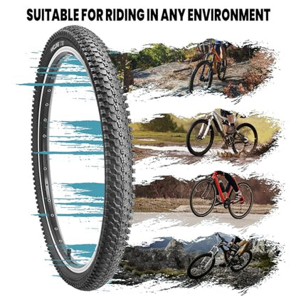 Hycline 2-Pack Mountain Bike Tires Set: 20/24/26/27.5-inch Folding Replacement High-Performance Wear-Resistant Bicycle Tires and Pair Inner Tubes with Tire Levers for MTB Off-Road Bike - color: 26x1.95-30TPI