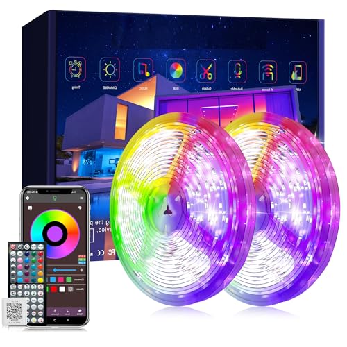 Ledagic Led Lights for Bedroom 200 ft (2 Rolls of 100 ft), Ultra Long Smart Led Strip Lights with App Remote Control, RGB Music Sync Color Changing Lights for Bedroom, Kitchen, Party, Home Decoration - size: 200ft