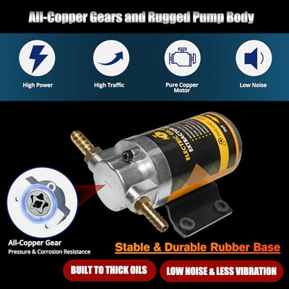 Electric Oil Extractor Pump 12/24V 100W, High Flow Oil Change Pump with Anti-Kink Hose, Transmission Fluid Transfer Pump for Automotive, Marine, Boats, Jet Ski, Lawn Mowers, DIY Oil Transfer - color: B-Yellow Hose