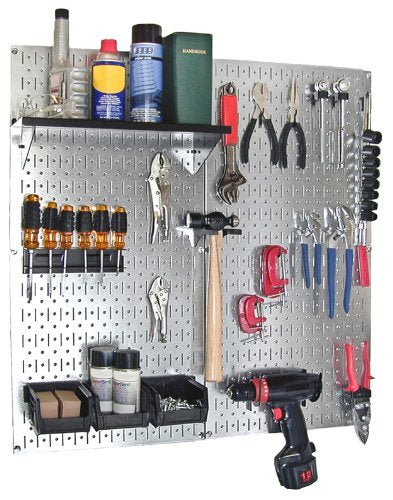 Wall Control 30-WGL-200GVB Galvanized Steel Pegboard Tool Organizer, Galv/Black - color: Galv/Black