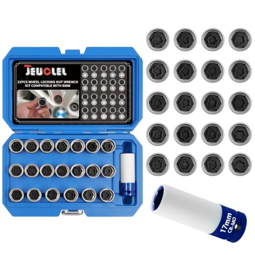 21PCS Wheel Locking Nut Key Kit Compatible with BMW Series | Wheel Lock Nut Socket Adapter Set, Anti-Theft Lug Removal Tool, Anti-Theft Screw Remover, Repair Tool, Tyre Fitting, garage - color: 21pcs 041-060 Scoket Set