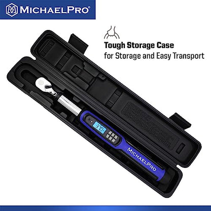 MichaelPro 3/8 Digital Torque Wrench with Angle Function, 10 to 100 ft-lbs (10 to 135 Nm), Target Torque Multi-Alert System, 10 Available Presets | MP001224 (3/8" Drive Fixed Head) - size: 3/8" Drive Fixed Head