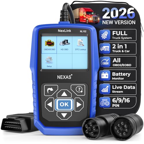 NEXAS NL102 Heavy Duty Truck Diagnostic Scanner for Diesel Trucks, HD Code Reader with Live Data & DTC Lookup, J1939/J1708 Truck Scan Tool for Cummins, Freightliner, Detroit, PACCAR, Class 4-8 Trucks - color: truck scanner