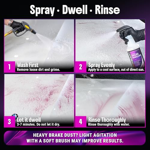 Iron Remover Car Detailing – Iron Decon Spray, Pulls Out Brake Dust, Rust & Fallout - Contaminant Removal for Car Paint & Wheels, pH Neutral Formula - 128 fl. oz. - size: 128 fl. oz.