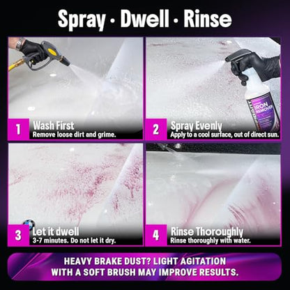 Iron Remover Car Detailing – Iron Decon Spray, Pulls Out Brake Dust, Rust & Fallout - Contaminant Removal for Car Paint & Wheels, pH Neutral Formula - 128 fl. oz. - size: 128 fl. oz.
