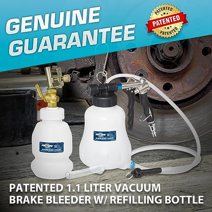 FIRSTINFO Patented 1.1L Vacuum Brake Bleeder Set with 1L Refill Bottle | Air-powered vacuum • One-person operation • Integrated silencer • Brake/clutch service • Made in Taiwan - size: 1.1L + Refill Bottle
