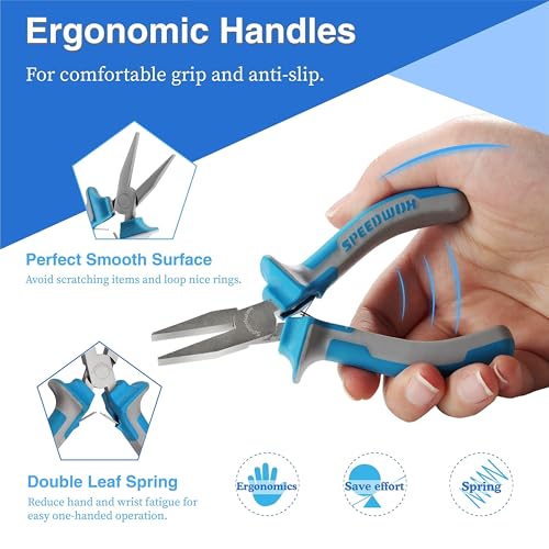 SPEEDWOX 4.5 Inch Flat Nose Pliers For Jewelry Making Smooth Jaw | Bracelet Bending Pliers Duck Bill Pliers Wire Bending Wrapping Forming Tools & DIY Projects Wire Straightening Item Gripping - style: 5" Flat Nose Plier