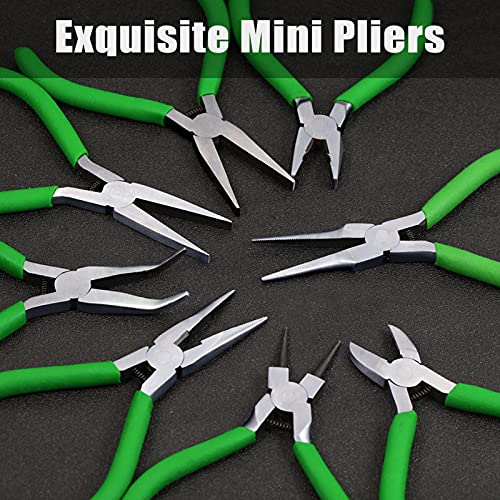 Bent Nose Pliers for Jewelry Making, 5 Inch Bent Chain Nose Pliers with Serrated Jaws - style: Bent Nose Pliers
