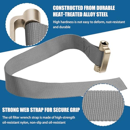 Abode Heavy Duty Filter Strap Wrench Removal Tool, for With Diameters Up to 6-1/2 inches Heavy-Duty Oil Filter Strap Wrench Removal Replacement
