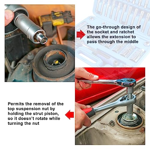 43PCS Steering Hub Suspension Shock Absorber Strut Nut Removal Tool Socket Set - size: 43pcs