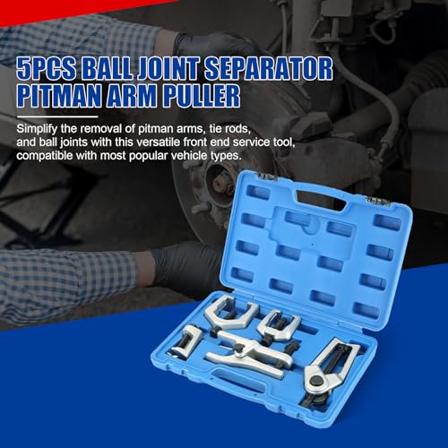 NYXOVA 5pcs Ball Joint Separator Pitman Arm Puller, Tie Rod End Tool Set for Front End Service, Splitter Removal Kit (Blue)