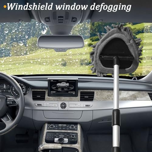 BESULEN Car Windshield Cleaning Tool, Extendable Handle Vehicle Window Cleaning Kit with 3 Reusable Pads, Automotive Interior & Exterior Windscreen Cleaner, Universal for SUV RV Truck (Triangle) - size: Triangle