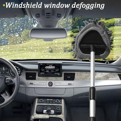 BESULEN Car Windshield Cleaning Tool, Extendable Handle Vehicle Window Cleaning Kit with 3 Reusable Pads, Automotive Interior & Exterior Windscreen Cleaner, Universal for SUV RV Truck (Triangle) - size: Triangle
