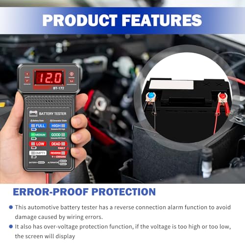 Car Battery Testers with LCD Display & LED Indicators,Battery Load Tester 12v Automotive,Universal Car Batteries Testers and Alternator Tester Cars Tools for 12v Vehicles
