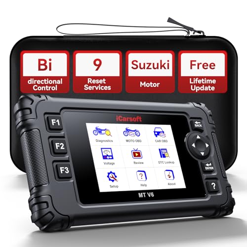 iCarsoft MT V6 for Suzuki Motorcycle Bidirectional Diagnostic Tool Full System Scan Code Reader with 9 Reset/12 Active Test, Motorbike & Car OBD2 Scanner/Live Data/Battery Test/AutoVIN