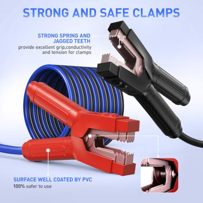 SAFEMATE 0 Gauge Heavy Duty Jumper Cables, 20 Feet 1000 Amp Automotive Booster Cables for 12V & 24V Vehicles, Jump Starting Dead or Weak Batteries – Jumper Cables Kit with Carry Bag