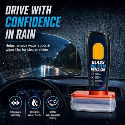 Car Window Oil Film Remover Anti-Rain Clear Oil Film Remover | Car Window Cleaner for Safe Driving Water Spots Exterior Home Vehicle Motorcycle Front Mirror Rear Mirror Doors
