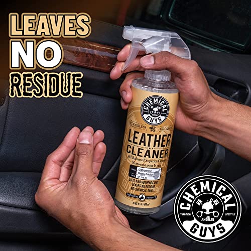 Chemical Guys, Leather Cleaner & Conditioner Kit for Cars & Home, 2 x 16 oz | Two-step kit cleans then conditions seats, furniture, bags and boots, pH-balanced for natural and sealed leather - style: 16 Fl Oz KIT