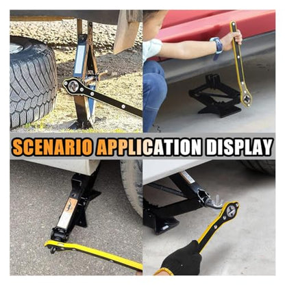 GLSOWEE Car Jack Ratchet Wrench, Universal 360 Swivel Lug Jack with Long Handle, Auto Labor-Saving Scissor Wrench for Small Car SUV