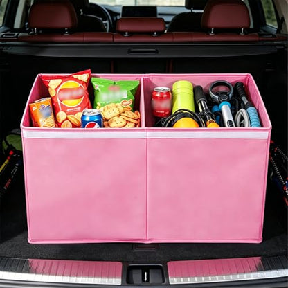 AOKJOY Car Trunk Organizer with Lid, LL, Pink, 600D Oxford Cloth, Collapsible, for Automobiles, 26x13x16 Inches, 83 Liters - color: pink