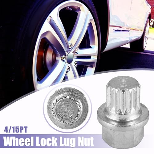 X AUTOHAUX 4/15PT Car Wheel Lock Lug Nut Anti Theft Wheel Lock Nut Screw Removal Key for VW for Audi - size: 4/15PT