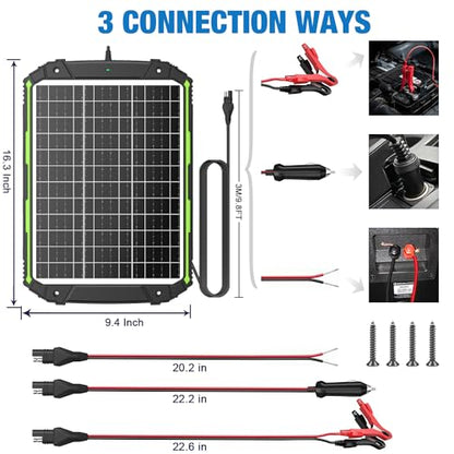 Sun Energise 25W 12V Solar Powered Battery Charger & Maintainer, Built-in Smart MPPT Charge Controller, Waterproof 25 Watt 12 Volt Solar Panel Trickle Charging Kits for Car Auto Boat RV Marine Trailer - size: 25W PRO