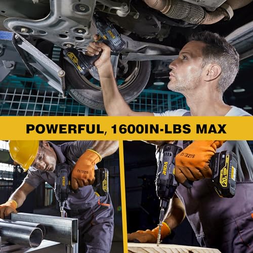 RIDA Cordless Impact Driver Kit 20V 180Nm Torque Home DIY & Repair Projects | 1/4" All-Metal Hex，0-2800RPM, Variable Speed, 2.0Ah Battery, 1H Fast Charger, 25 Driver Bits, Storage Tool Bag - style: Cordless Impact Driver