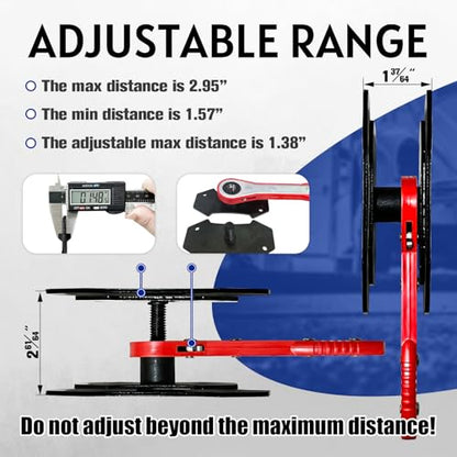 Brake Caliper Compression Tool with Extra 2Pcs Large Plates 1.57"-2.95",Caliper Piston Compressor Tool for Disc Brake Pad Spreader with 2 Brake Caliper Hangers for Single/Twin/Quad Piston - size: Brake Caliper Tool with 2 Caliper Hangers