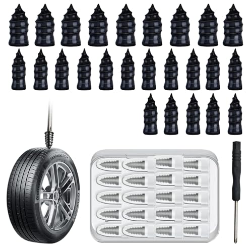 40 PCS Tire Repair Rubber Nails Kit with 2 Sizes, Vacuum Tire Repair Kits Spiral Rubber Nails, Tire Screw Plug Fast Tool for Car Motorcycle Jeep Tire Puncture Repair