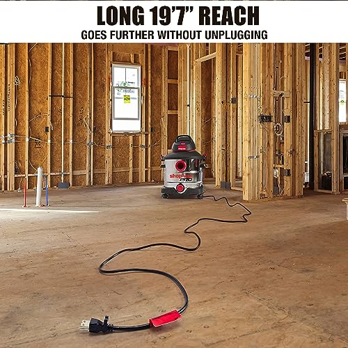 Shop-Vac 8 Gallon 6.0 Peak HP Wet/Dry Vacuum, Stainless Steel Tank, Portable Shop Vacuum with Multifunctional Attachments for Jobsite, Garage & Workshop. 5989400 - size: 8 Gallon